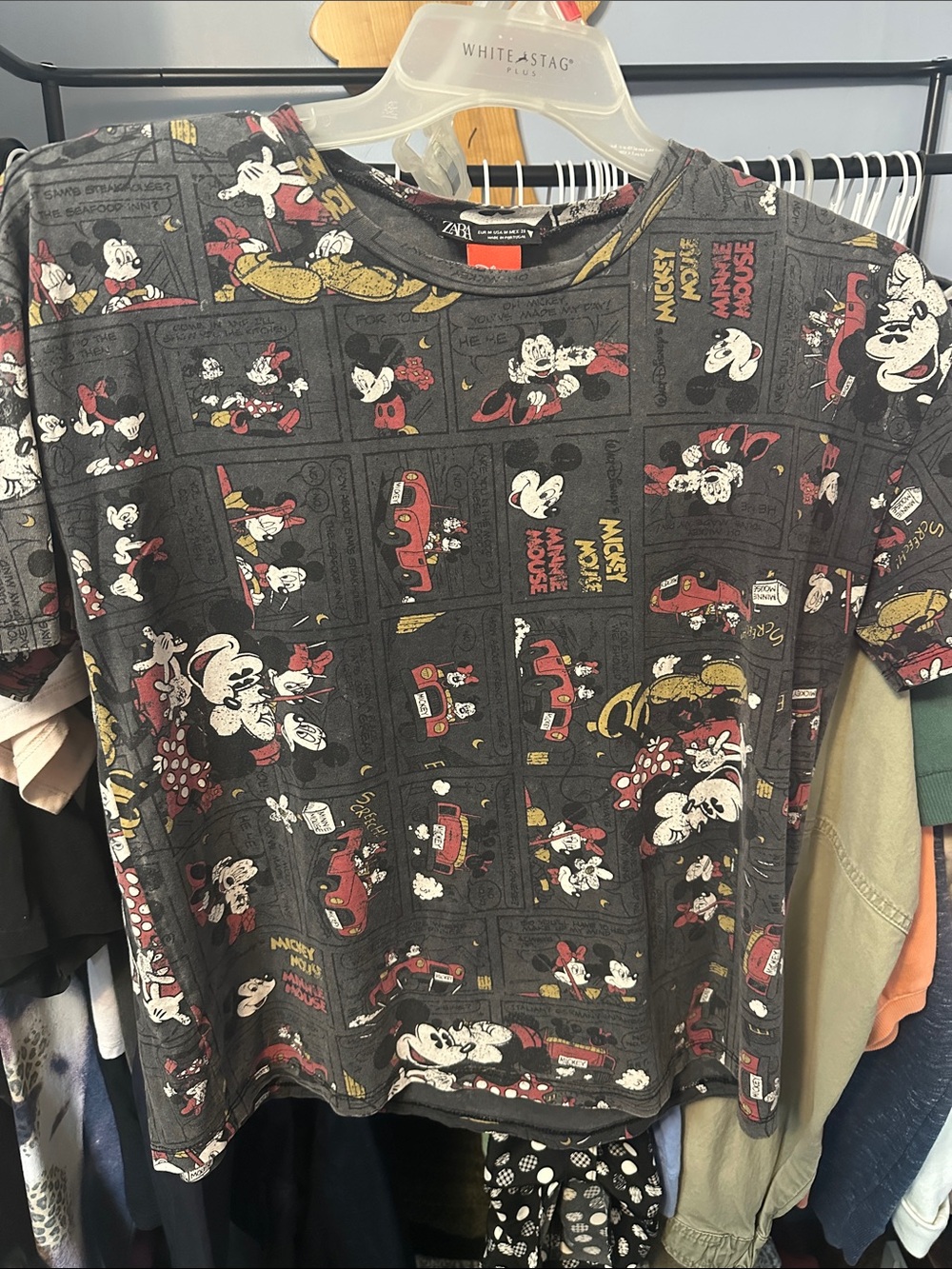 Zara Black Graphic Mickey & Minnie Comic Tee